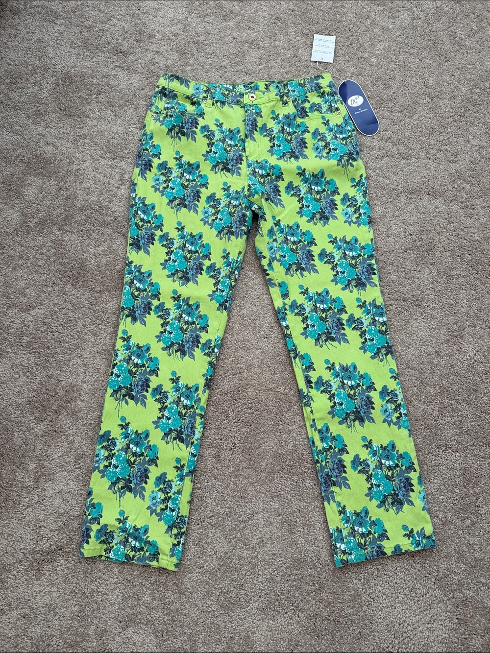 Women’s Floral Green Stretch Pants